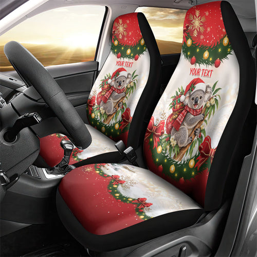 Personalised Koala Australia Christmas Car Seat Cover Koa-la-la-la-la Xmas Bows