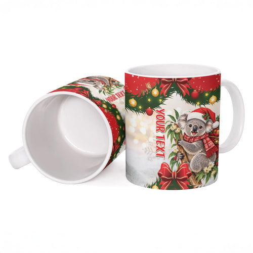 Personalised Koala Australia Christmas Ceramic Mug Koa-la-la-la-la Xmas Bows