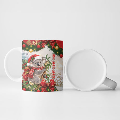 Personalised Koala Australia Christmas Ceramic Mug Koa-la-la-la-la Xmas Bows