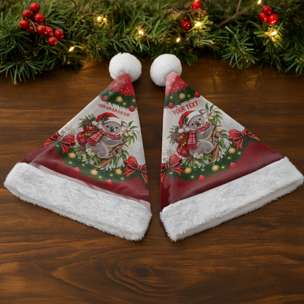 Personalised Koala Australia Christmas Santa Hat Koa-la-la-la-la Xmas Bows
