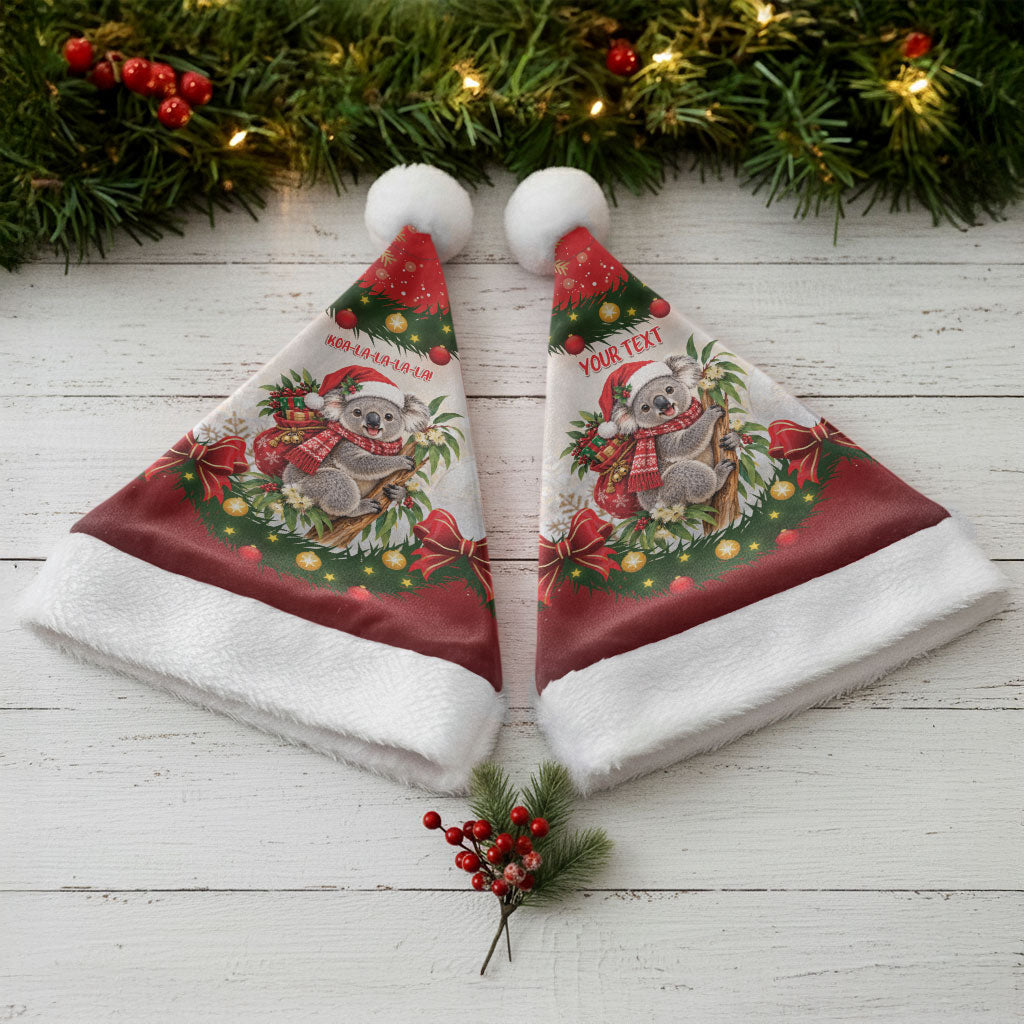 Personalised Koala Australia Christmas Santa Hat Koa-la-la-la-la Xmas Bows