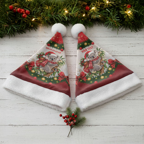 Personalised Koala Australia Christmas Santa Hat Koa-la-la-la-la Xmas Bows