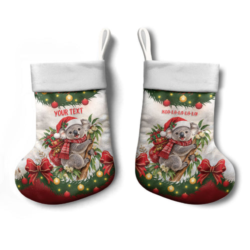 Personalised Koala Australia Christmas Stocking Koa-la-la-la-la Xmas Bows
