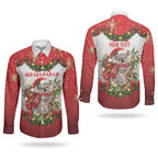 Personalised Koala Australia Christmas Couples Matching Puletasi and Long Sleeve Button Shirt Koa-la-la-la-la Xmas Bows