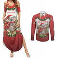 Personalised Koala Australia Christmas Couples Matching Summer Maxi Dress and Long Sleeve Button Shirt Koa-la-la-la-la Xmas Bows