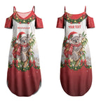 Personalised Koala Australia Christmas Couples Matching Summer Maxi Dress and Long Sleeve Button Shirt Koa-la-la-la-la Xmas Bows