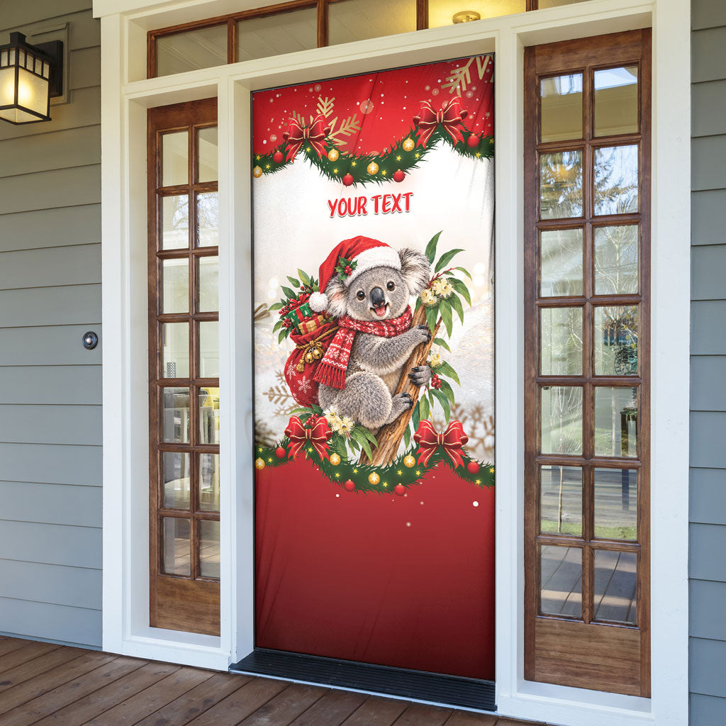 Personalised Koala Australia Christmas Door Cover Koa-la-la-la-la Xmas Bows