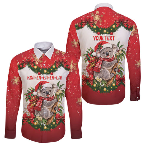 Personalised Koala Australia Christmas Family Matching Mermaid Dress and Hawaiian Shirt Koa-la-la-la-la Xmas Bows