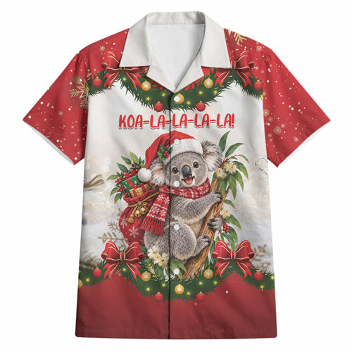 Personalised Koala Australia Christmas Hawaiian Shirt Koa-la-la-la-la Xmas Bows