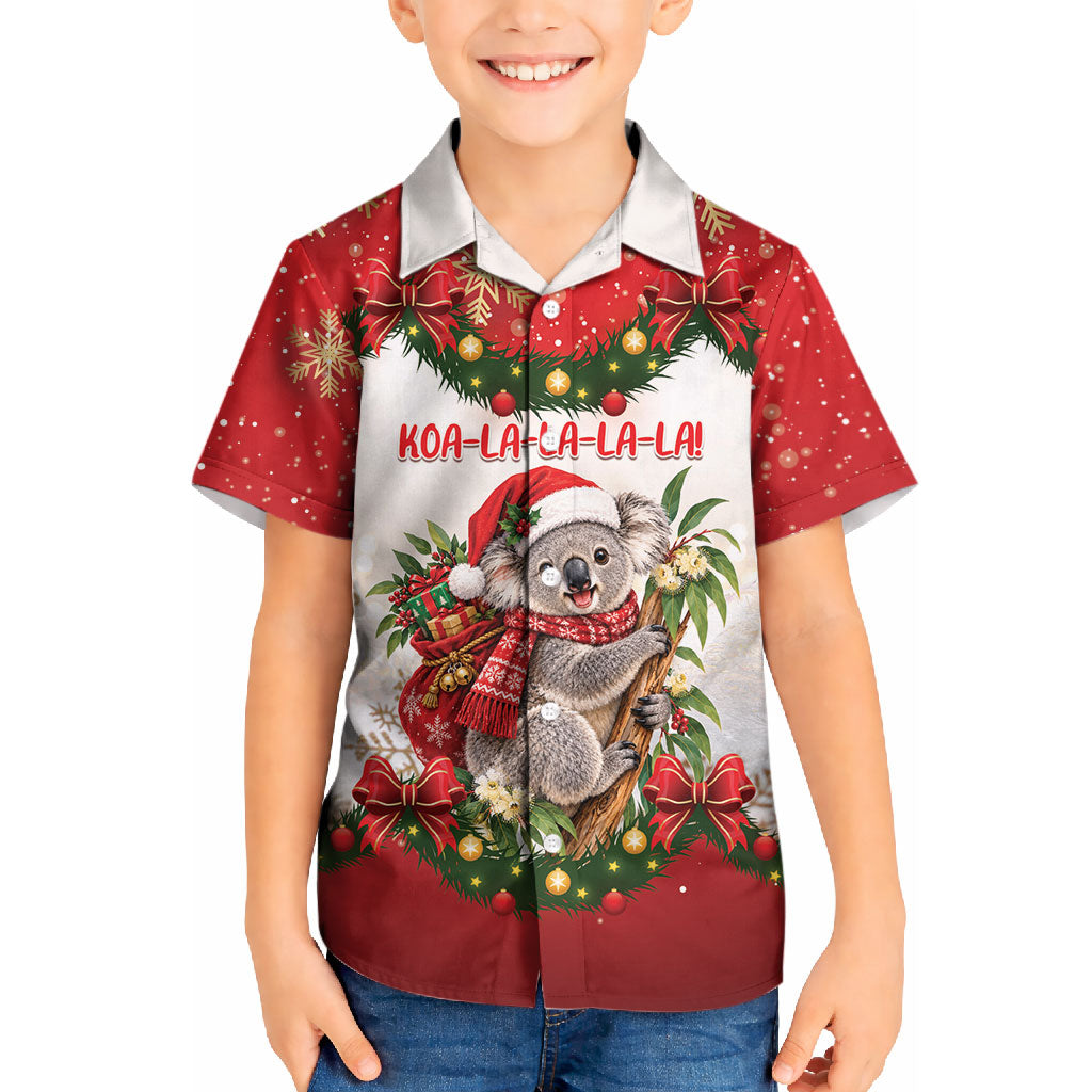 Personalised Koala Australia Christmas Kid Hawaiian Shirt Koa-la-la-la-la Xmas Bows