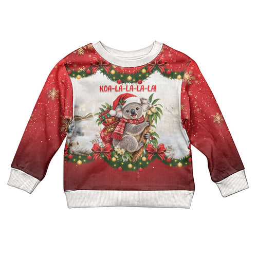 Personalised Koala Australia Christmas Kid Ugly Christmas Sweater Koa-la-la-la-la Xmas Bows