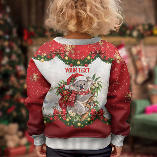 Personalised Koala Australia Christmas Kid Ugly Christmas Sweater Koa-la-la-la-la Xmas Bows
