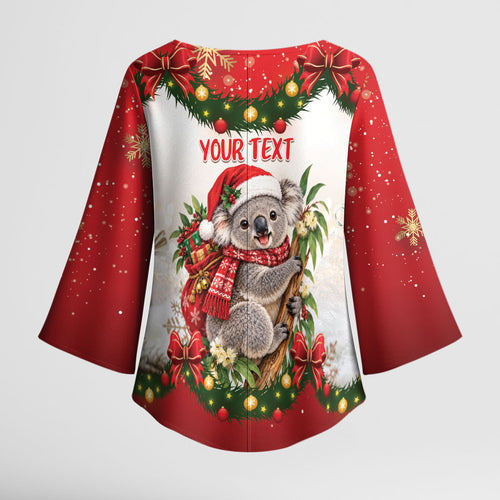 Personalised Koala Australia Christmas Kimono Sleeve Blouse Koa-la-la-la-la Xmas Bows