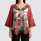 Personalised Koala Australia Christmas Kimono Sleeve Blouse Koa-la-la-la-la Xmas Bows