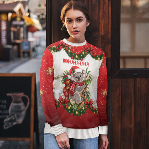 Personalised Koala Australia Christmas Ugly Christmas Sweater Koa-la-la-la-la Xmas Bows