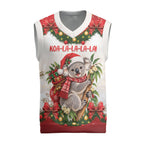 Personalised Koala Australia Christmas Knitted V-Neck Vest Koa-la-la-la-la Xmas Bows