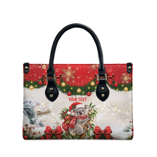 Personalised Koala Australia Christmas Leather Bag Koa-la-la-la-la Xmas Bows
