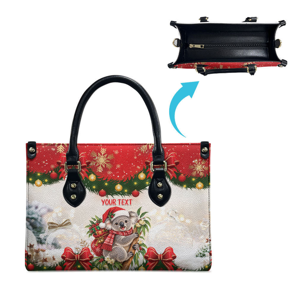 Personalised Koala Australia Christmas Leather Bag Koa-la-la-la-la Xmas Bows