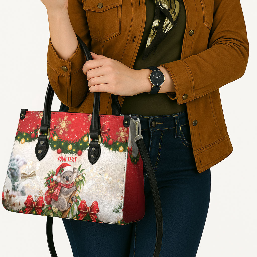 Personalised Koala Australia Christmas Leather Bag Koa-la-la-la-la Xmas Bows