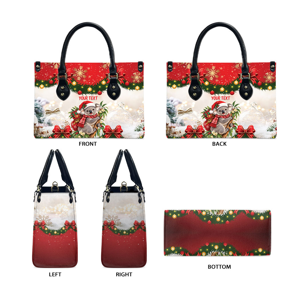 Personalised Koala Australia Christmas Leather Bag Koa-la-la-la-la Xmas Bows