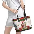 Personalised Koala Australia Christmas Leather Tote Bag Koa-la-la-la-la Xmas Bows