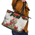 Personalised Koala Australia Christmas Leather Tote Bag Koa-la-la-la-la Xmas Bows
