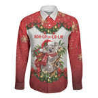 Personalised Koala Australia Christmas Long Sleeve Button Shirt Koa-la-la-la-la Xmas Bows