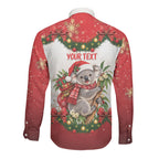 Personalised Koala Australia Christmas Long Sleeve Button Shirt Koa-la-la-la-la Xmas Bows