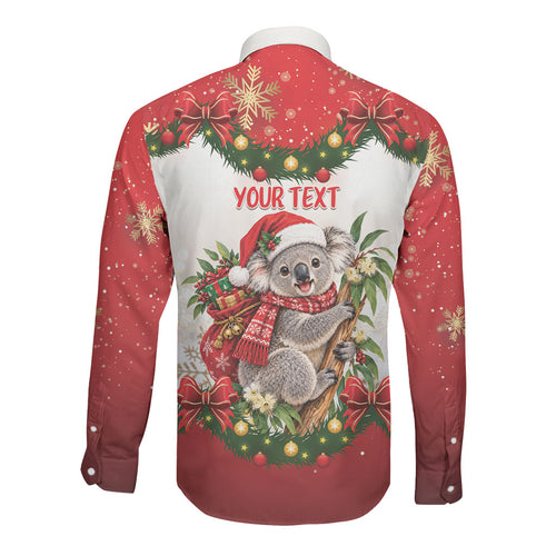 Personalised Koala Australia Christmas Long Sleeve Button Shirt Koa-la-la-la-la Xmas Bows