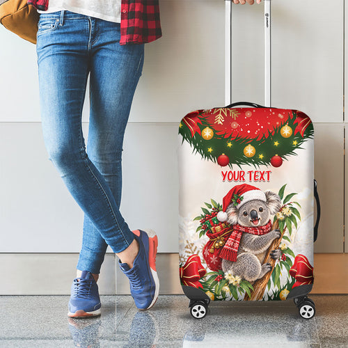 Personalised Koala Australia Christmas Luggage Cover Koa-la-la-la-la Xmas Bows