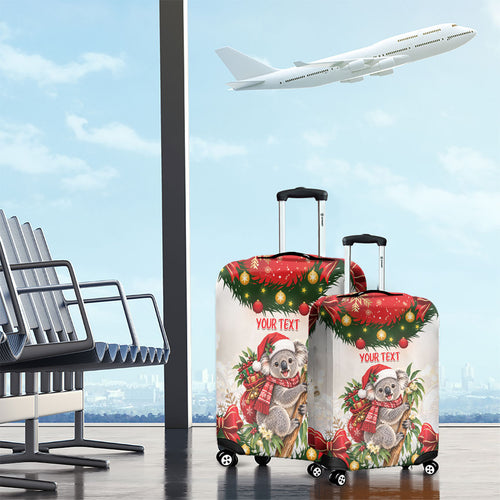 Personalised Koala Australia Christmas Luggage Cover Koa-la-la-la-la Xmas Bows