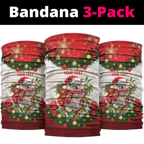Personalised Koala Australia Christmas Neck Gaiter Koa-la-la-la-la Xmas Bows