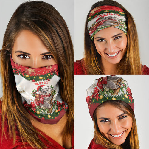 Personalised Koala Australia Christmas Neck Gaiter Koa-la-la-la-la Xmas Bows