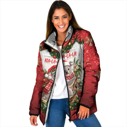 Personalised Koala Australia Christmas Padded Jacket Koa-la-la-la-la Xmas Bows