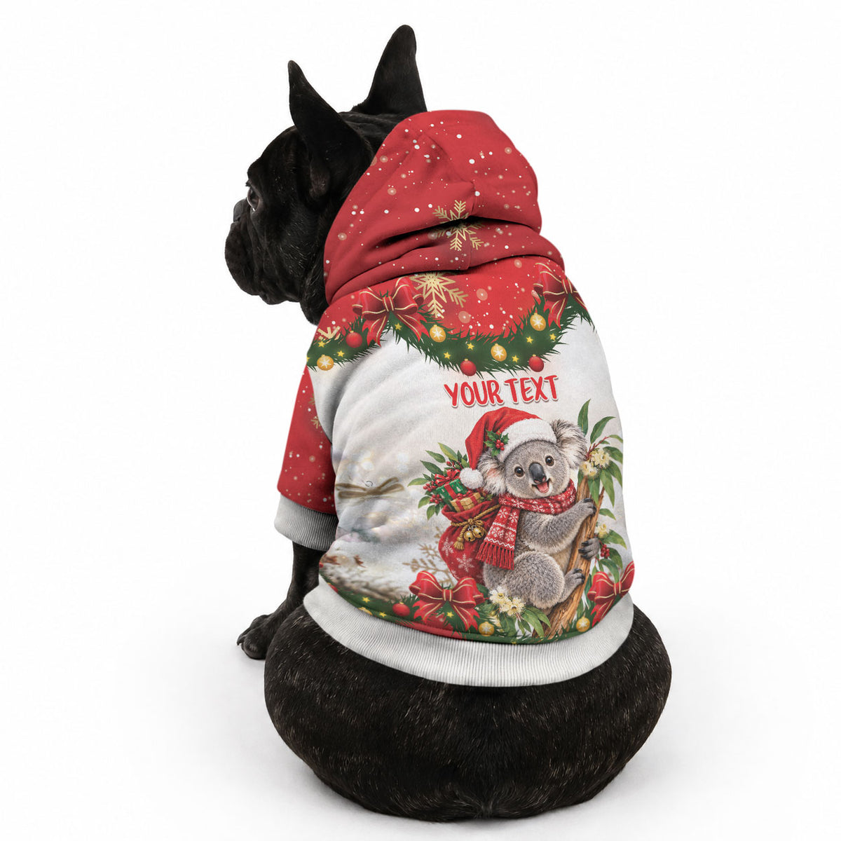Personalised Koala Australia Christmas Pet Hoodie Koa-la-la-la-la Xmas Bows