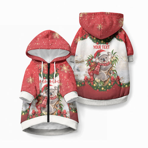 Personalised Koala Australia Christmas Pet Hoodie Koa-la-la-la-la Xmas Bows