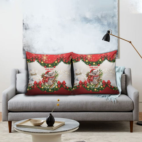 Personalised Koala Australia Christmas Pillow Cover Koa-la-la-la-la Xmas Bows
