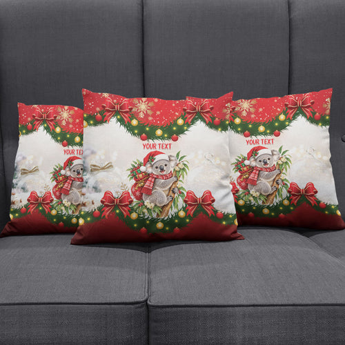 Personalised Koala Australia Christmas Pillow Cover Koa-la-la-la-la Xmas Bows