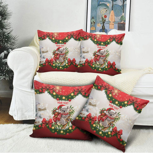 Personalised Koala Australia Christmas Pillow Cover Koa-la-la-la-la Xmas Bows