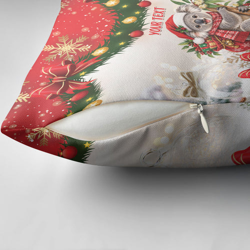 Personalised Koala Australia Christmas Pillow Cover Koa-la-la-la-la Xmas Bows