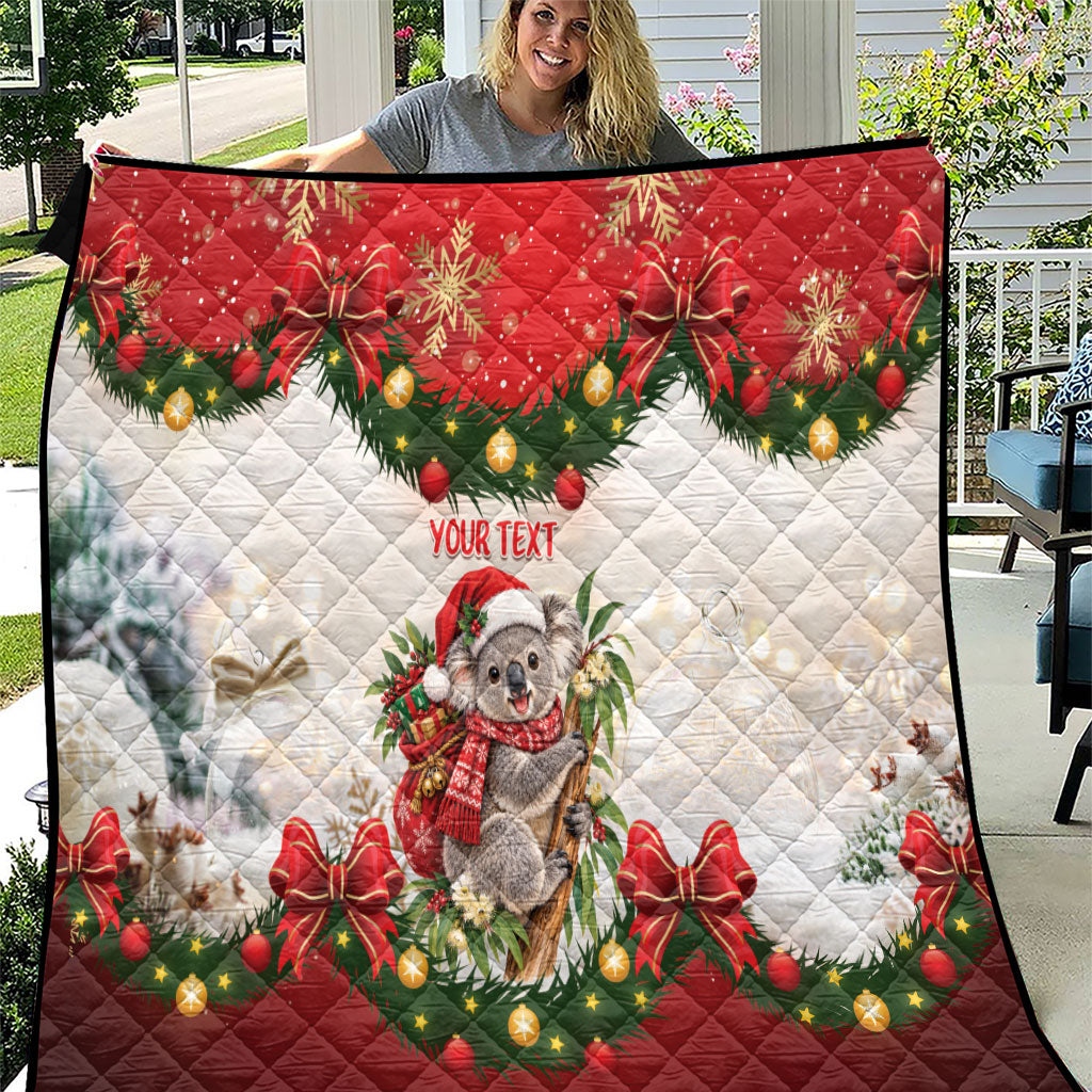 Personalised Koala Australia Christmas Quilt Koa-la-la-la-la Xmas Bows