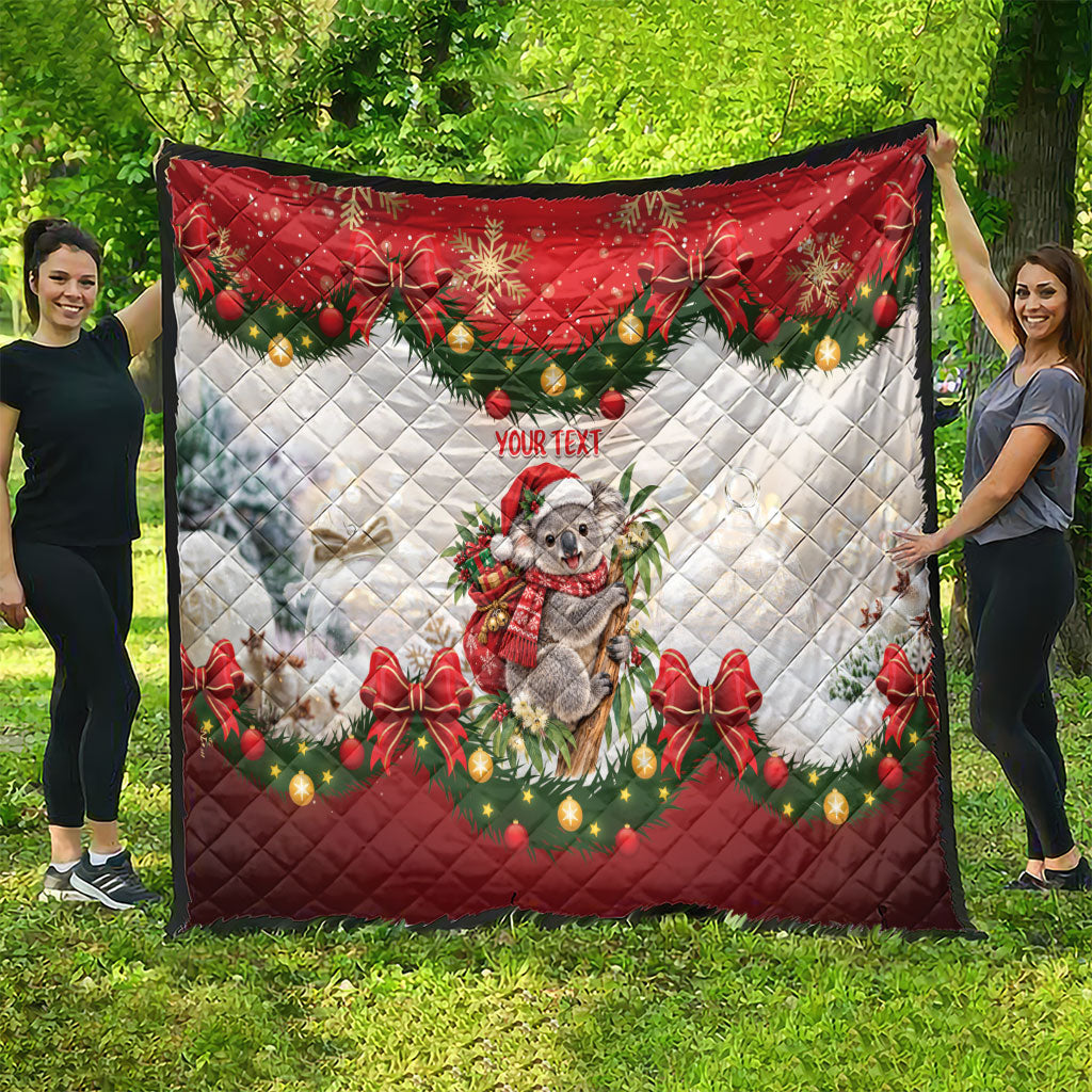 Personalised Koala Australia Christmas Quilt Koa-la-la-la-la Xmas Bows