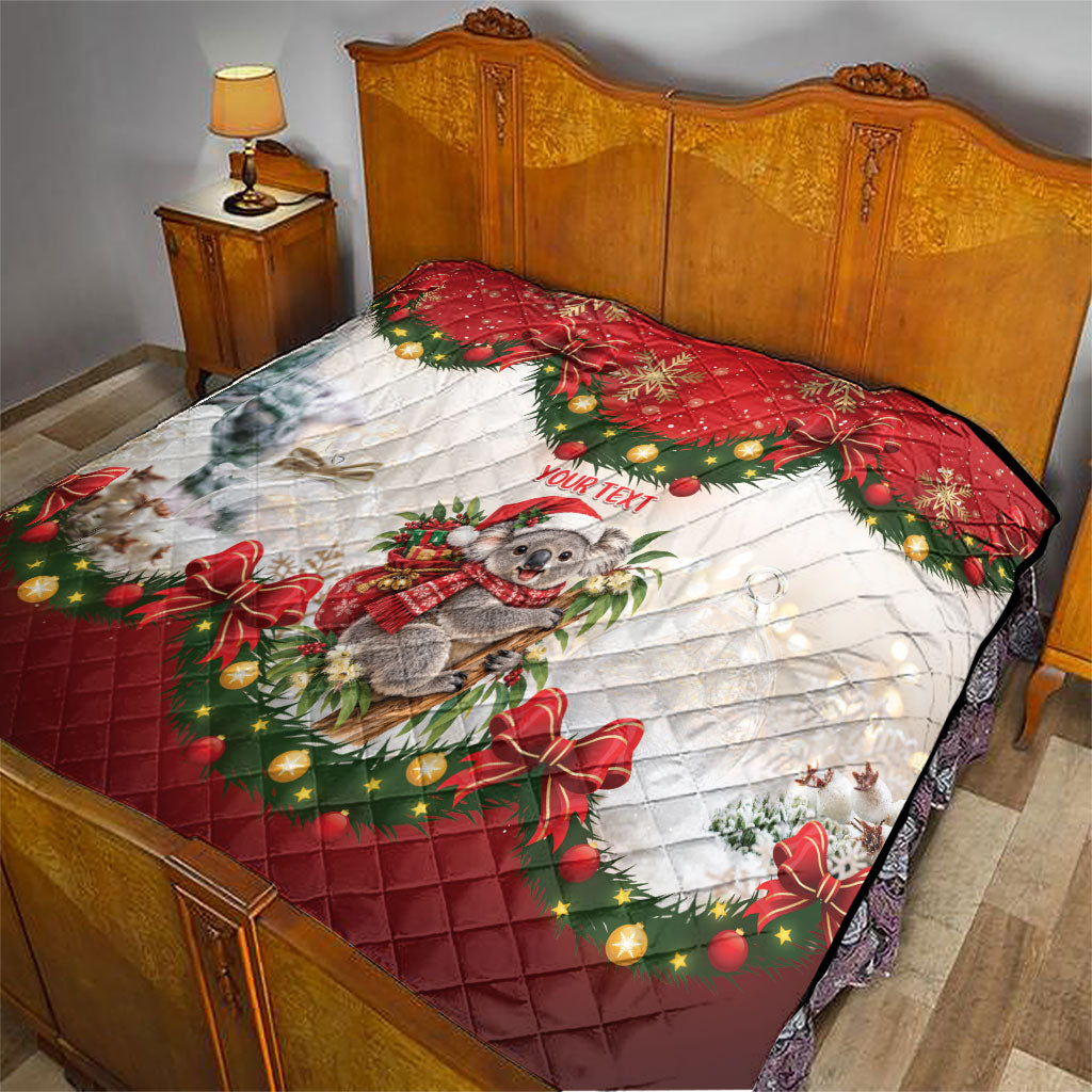 Personalised Koala Australia Christmas Quilt Koa-la-la-la-la Xmas Bows