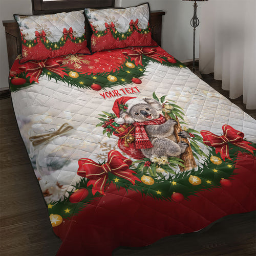 Personalised Koala Australia Christmas Quilt Bed Set Koa-la-la-la-la Xmas Bows