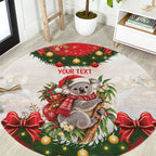 Personalised Koala Australia Christmas Round Carpet Koa-la-la-la-la Xmas Bows