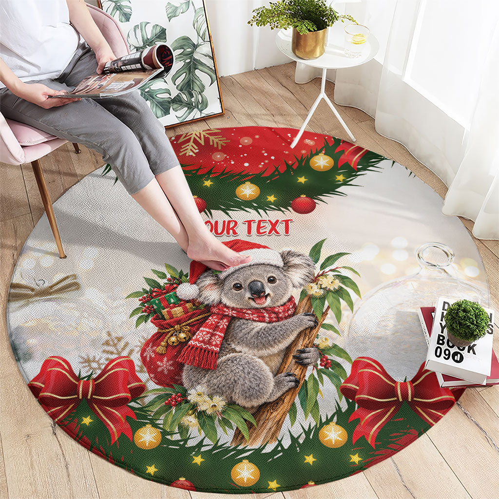 Personalised Koala Australia Christmas Round Carpet Koa-la-la-la-la Xmas Bows