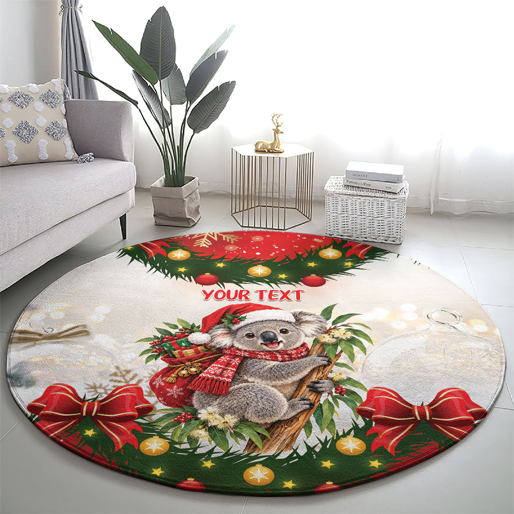 Personalised Koala Australia Christmas Round Carpet Koa-la-la-la-la Xmas Bows
