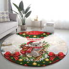 Personalised Koala Australia Christmas Round Carpet Koa-la-la-la-la Xmas Bows