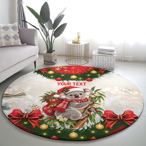 Personalised Koala Australia Christmas Round Carpet Koa-la-la-la-la Xmas Bows