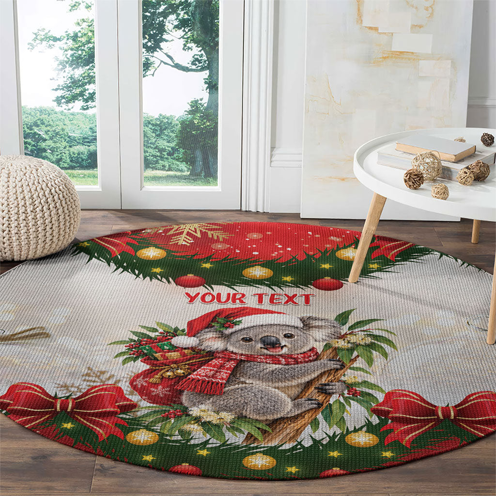 Personalised Koala Australia Christmas Round Carpet Koa-la-la-la-la Xmas Bows